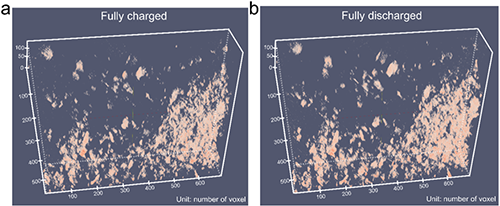 圖2. PP@LixMo6S8多功能隔膜的原位電化學(xué)三維射線成像（In-situ 3D tomography）