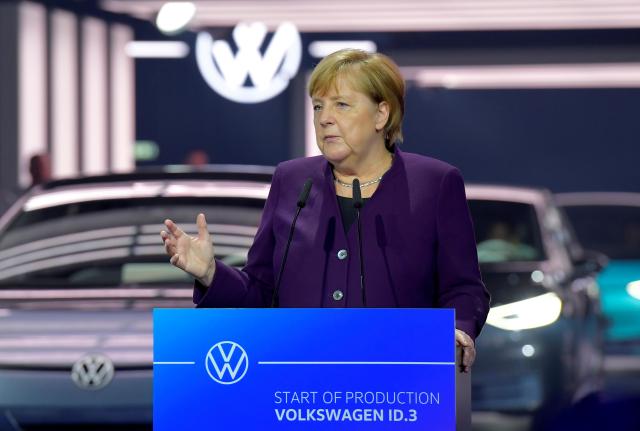 大眾集團ID.3電動車舉行投產儀式 德國總理默克爾出席 大眾集團ID.3電動車舉行投產儀式 德國總理默克爾出席