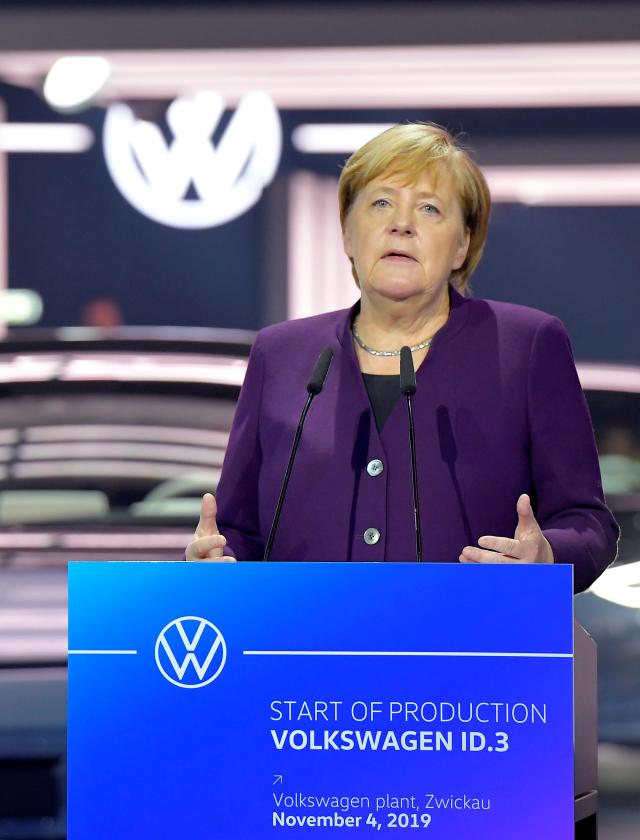 大眾集團ID.3電動車舉行投產儀式 德國總理默克爾出席 大眾集團ID.3電動車舉行投產儀式 德國總理默克爾出席