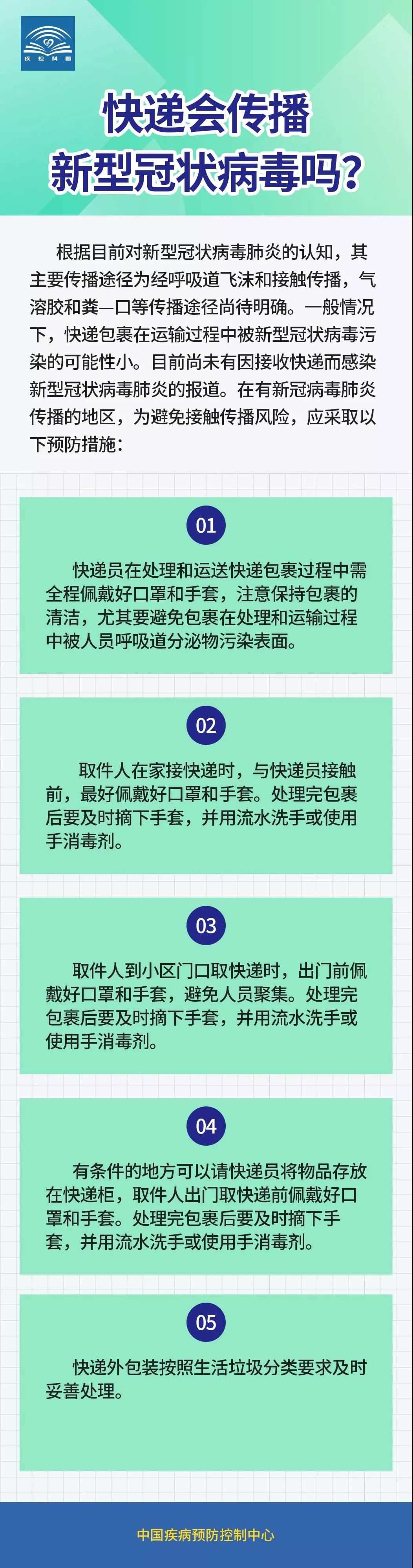 快遞會傳播新型冠狀病毒嗎？中國疾控中心發文詳解