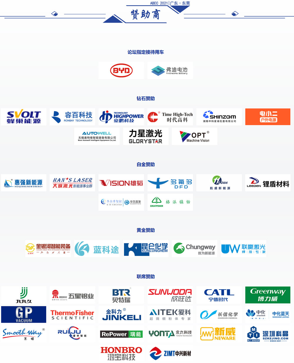 ABEC 2021丨第9屆電池“達沃斯”贊助商陣容 ABEC 2021丨第9屆電池“達沃斯”贊助商陣容