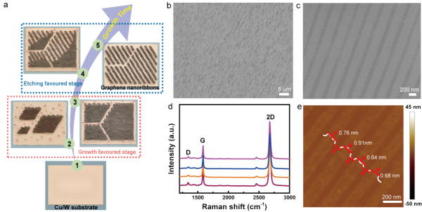 CVD方法原位生長的的石墨烯納米帶 CVD方法原位生長的的石墨烯納米帶