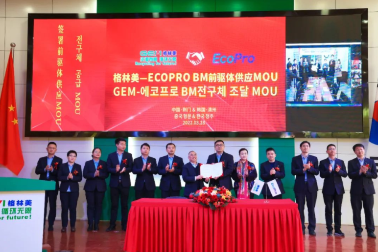 格林美與ECOPRO簽署2023-2026年NCA&NCM高鎳三元前驅體材料供應MOU 格林美與ECOPRO簽署2023-2026年NCA&NCM高鎳三元前驅體材料供應MOU