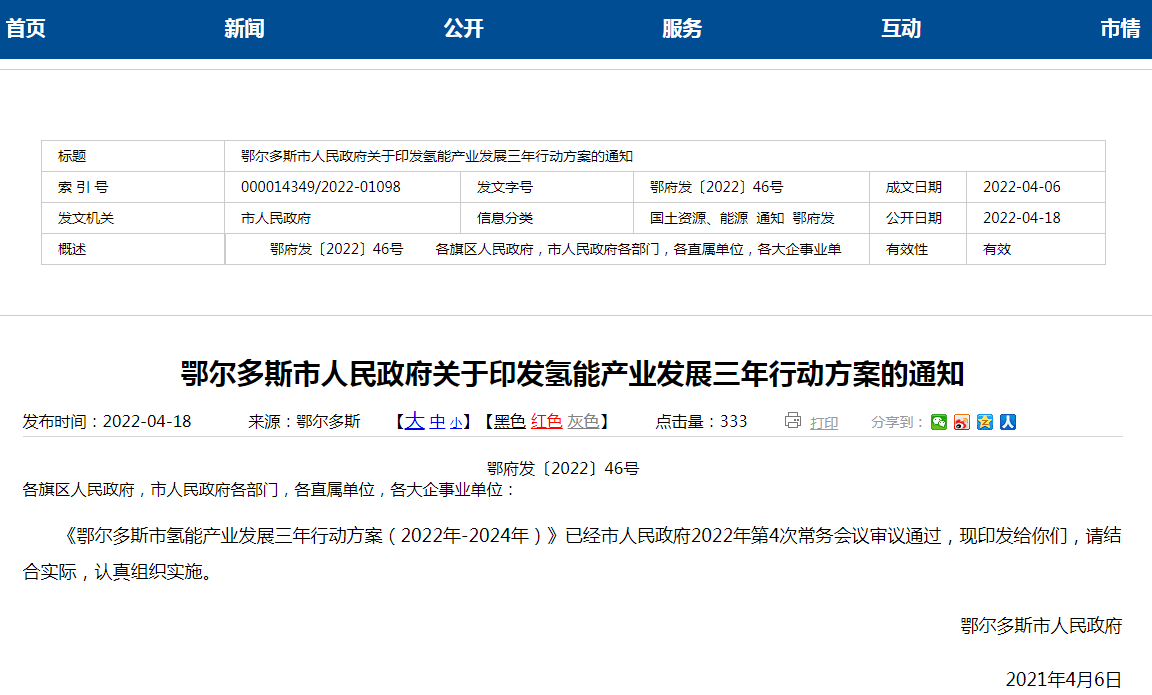 鄂爾多斯目標(biāo)2024年建60座加氫站 推廣超3000輛燃料電池車