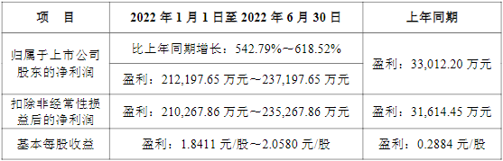 雅化集團2022年上半年業績預告 雅化集團2022年上半年業績預告