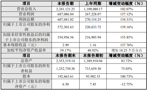 天賜材料2022年度主要財務數據和指標（單位：萬元）