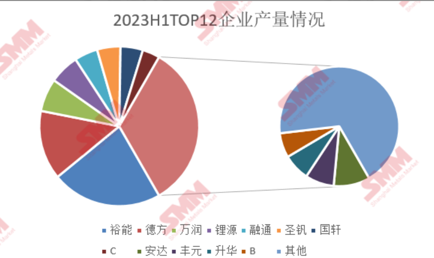 圖4：2023年上半年TOP12企業產量情況